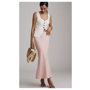 Anthropologie The Tilda Maxi Slip Skirt:
Linen Edition Pink Size XXS NWT